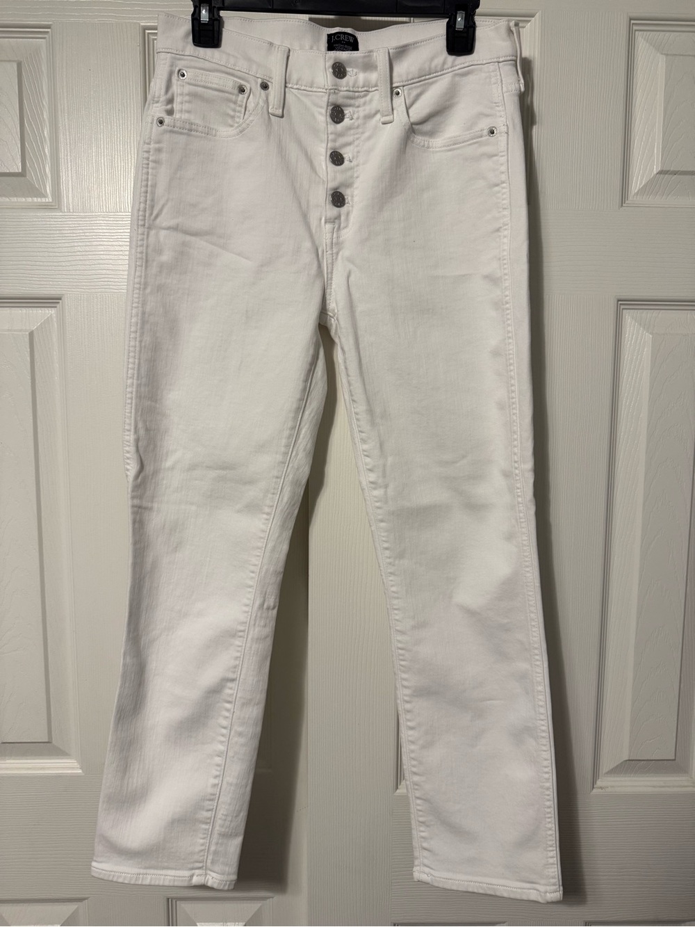 J. Crew Straight-Leg White Button-Fly Jeans
